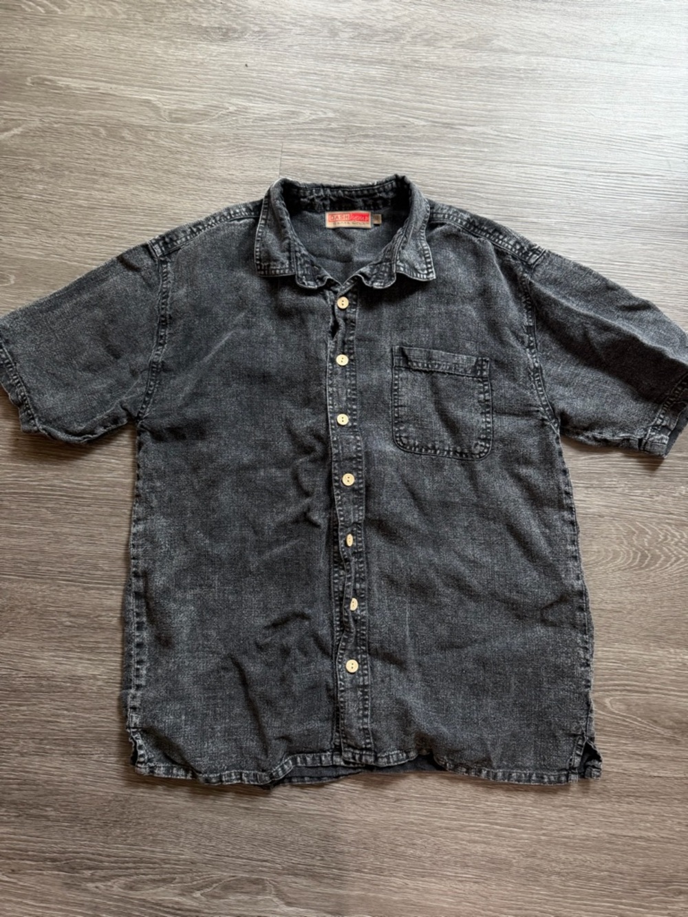 Dash Hemp Santa Cruz Men 100% Hemp Grey Linen Denim Short Sleeve